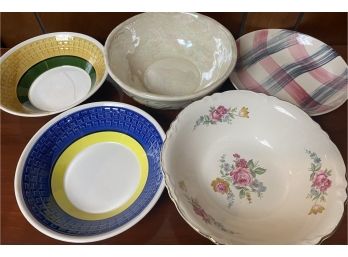Mismatched Collection Of Ceramic Bowls Including Edith Styles Lusterware Large Bowl