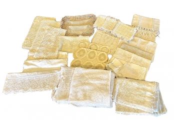 Large Collection Of Vintage Crochet, Lace, And Linens. Placemats, Runners, Table Clothes And More!
