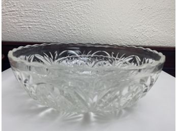 Group Of Two Crystal Party Serving Dishes With Starburst Pattern