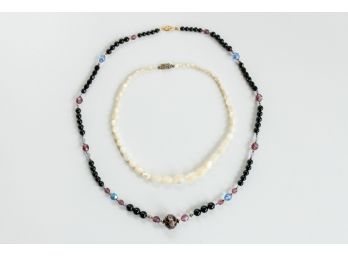 A Pair Of Two Necklaces Including Venetian Glass And Mother Of Pearl