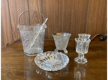 Crystal And Glassware Votive Holders Ice Bucket And Tongs And More