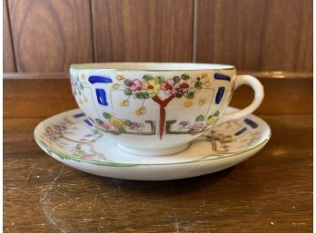 Beautiful Antique Hand Painted Teacup And Saucer From Japan