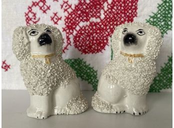 1940s Era Staffordshire Marked PV England Porcelain Confetti Dog Figurines