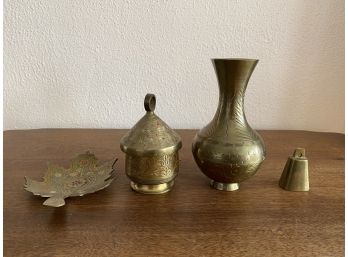 Collection Of Vintage Brass Bells And Decor
