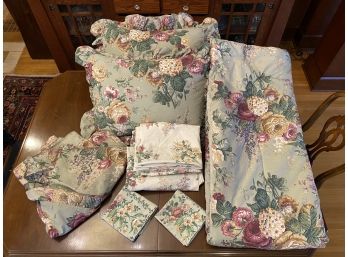 Dan River Full Size Floral Sheets, Comforter, Pillows And Bed Skirt