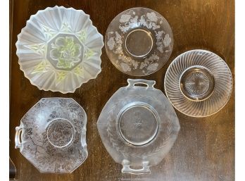 Collection Of Vintage Glass Small Plates And Saucers
