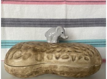 Great Vintage Elephant Standing On Peanut Trinket Or Candy Dish