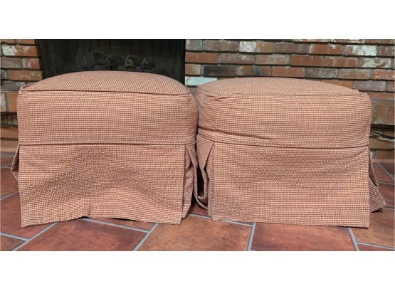 Pair Of Square Slip Covered Foot Stools