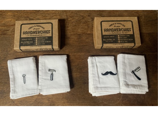 NIB Men's Handkerchief Set- Mustache & Razor And Hammer & Nail
