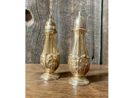 2 Ornate Gold Tone Salt & Pepper Shakers
