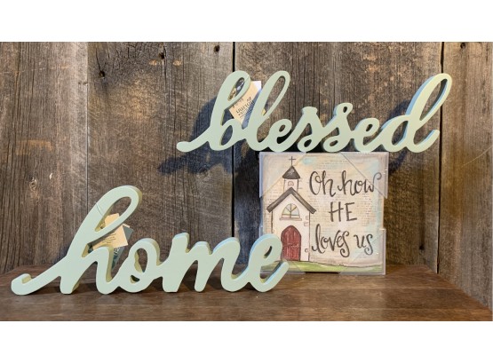 NEW! 3 Pc. Blessed, Home, Oh How He Loves Us