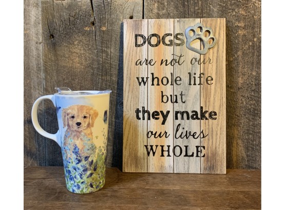 NEW! Dog Theme Wall Decor & Mug With Lid