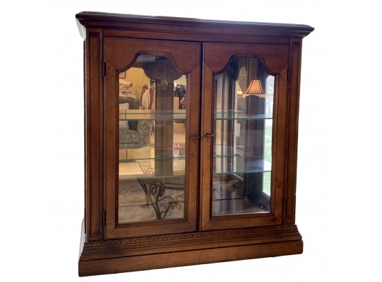 Traditional Style Lighted Small Wood Curio Cabinet