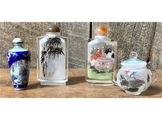 4 Mini Glass Bottles With Tops
