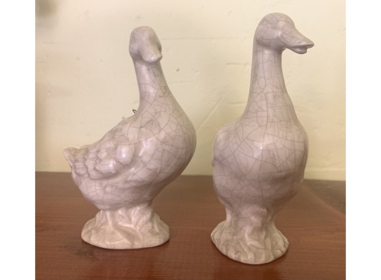 Pair Of Crackle Glazed Ducks