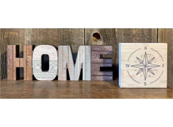 NEW! 2 Pc. Home And Compass Decor