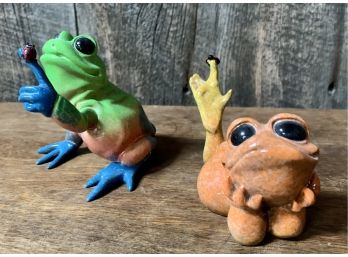 Pair Of Kitty's Critters Frog Figurines