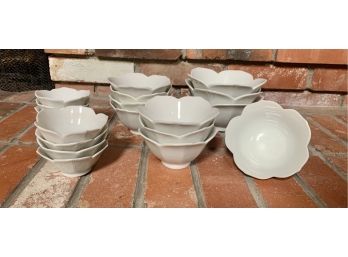Collection Of White Lotus Serving Bowls