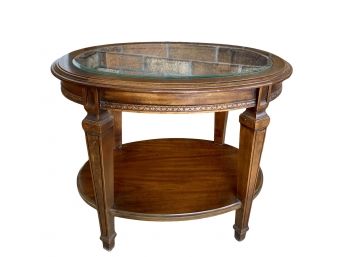 Traditional Style Wood & Glass Oval End Table