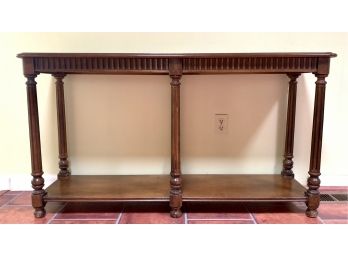Sofa Table With Fluted Legs And Bottom Shelf
