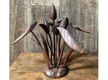 Vintage Iron Wood Plant Carving