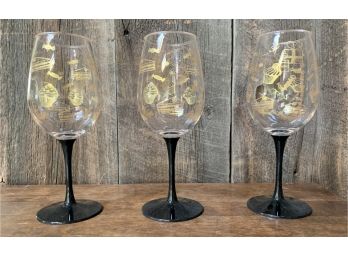 3 Acrylic With Black Stems Birthday Wine Glasses
