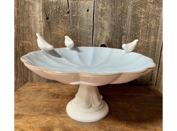Ceramic Bird Bath Footed Plate