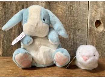 NEW! Mechanical White Bunny & Blue Bunny Plush Toy