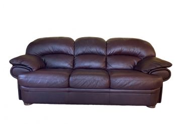 Burgundy Leather Sofa In Contemporary Style