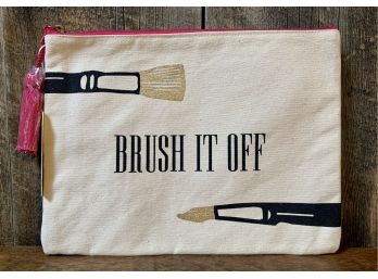 NEW! Mud Pie Cloth Makeup Bag- 'Brush It Off'