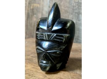 Black Carved Stone Figure Head