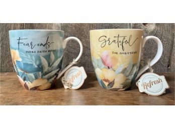 NEW! 2 Floral Mugs With Quotes