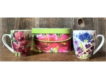 New! Floral Coffee Mugs W/ Flower Box