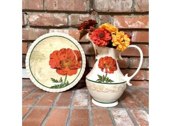 Floral Plate & Pitcher