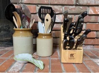 Knife Block And Miscellaneous Kitchen Items