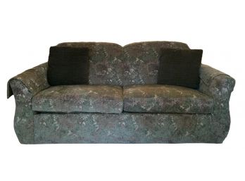 Beautiful Flexsteel Sofa In Green Floral Fabric With Arm Covers