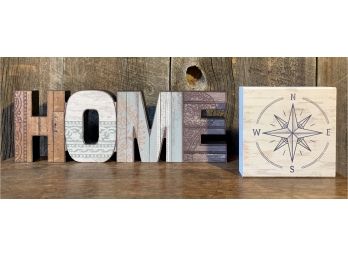 NEW! 2 Pc. Home And Compass Decor
