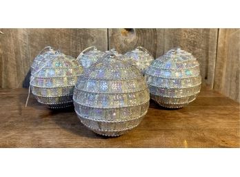 NEW! 9 Glittery Silver Christmas Ball Ornaments