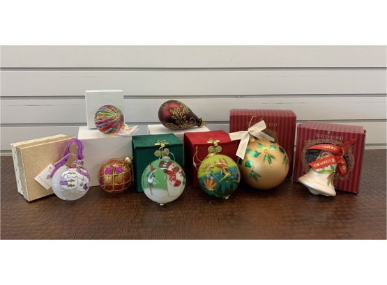 Lot Of 10 Hand Painted Christmas Ornaments