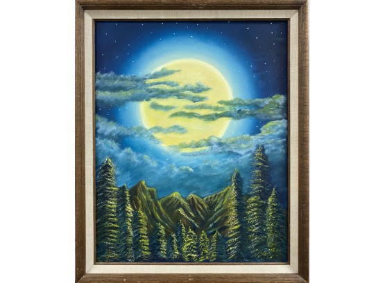 Night Sky Over Mountains Oil Painting
