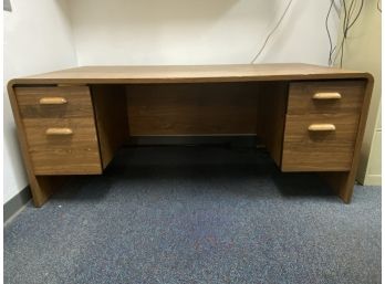 Large Melamine Desk With Two File Drawers And Two Supply Drawers
