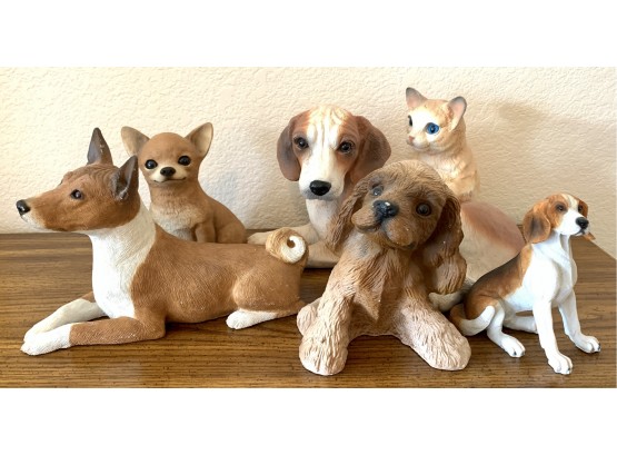 Collection Of Ceramic Animals, Including Sandcast Chihuahua