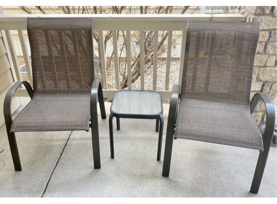 Two Outdoor Chairs And Small Table