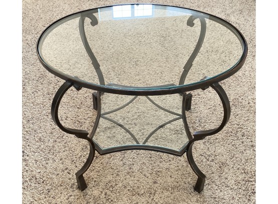 Oval Side Table With Curved Legs And Glass Top
