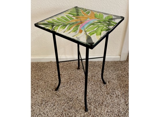 Small Square Glass Top Side Table