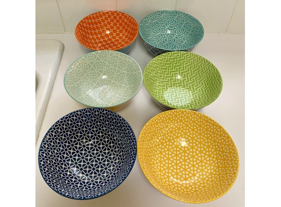 Set Of Six Colorful Ceramic Bowls From Kook