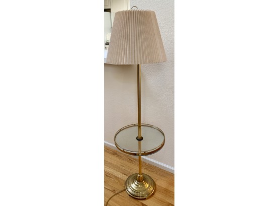 Gold Tone Lamp With Round Table (As Is)