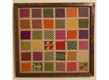 Cute Colorful Fabric Wall Art (16 In By 16 In) In Rustic Wooden Frame
