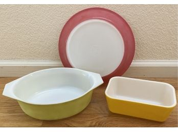 Three Colorful Pyrex Dishes