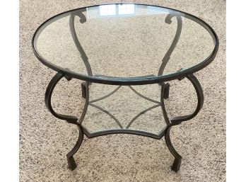 Oval Side Table With Curved Legs And Glass Top